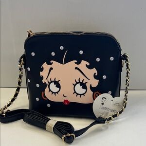 Betty Boop Black and Gold Crossbody Bag